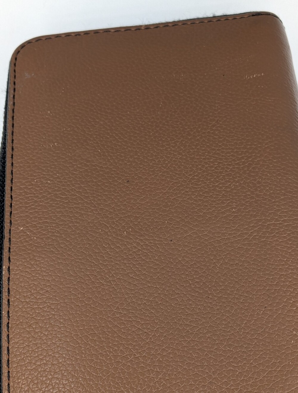 Coach Accordion Wallet Black Brown Pebble Leather Whipstitch Zip Around F58105 - Picture 14 of 16
